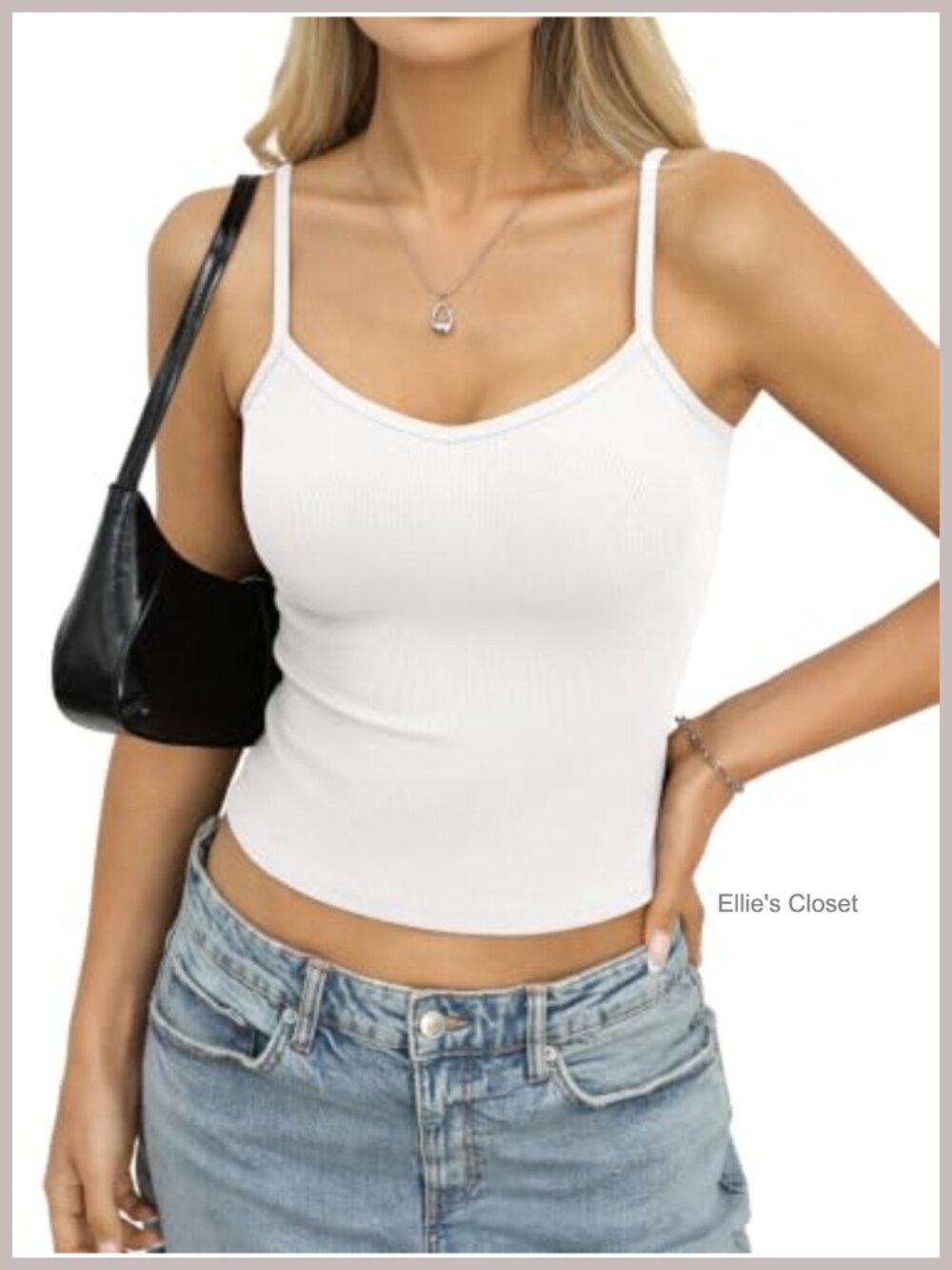 Ribbed Knit Crop Cami V-Neck Spaghetti Strap Tank Top Y2K